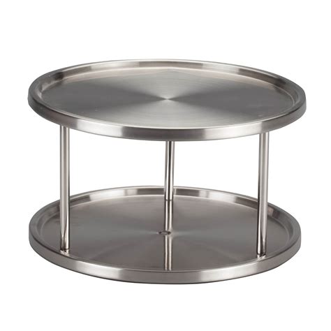 two tier lazy susan turntable for cabinet-steel|14 2 tier lazy susan.